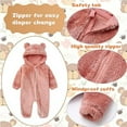 thumbnail image 4 of Domzest Newborn Baby Winter Bear Snowsuit, Fleece Jumpsuit, Hooded Romper for Infant Girls Boys Pink 6M-Month, 4 of 7