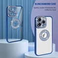 thumbnail image 3 of for iPhone 14 Glitter Case with Logo View for Women Girls Luxury Cute Diamond Case Bling Camera Protective Soft Clear Sparkle Rhinestone Shockproof Cover for iPhone 14, Purple, 3 of 13