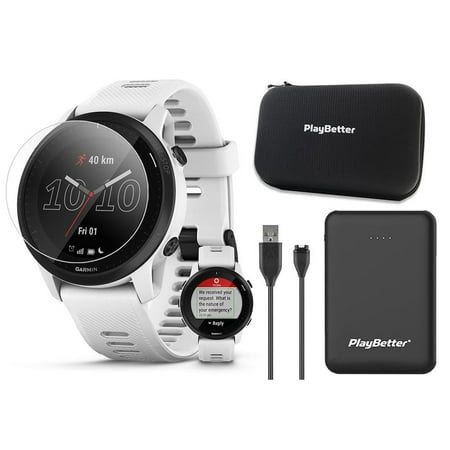 Garmin Forerunner 945 LTE (Whitestone) GPS Smartwatch Bundle with Charger, Protectors & Hard Case