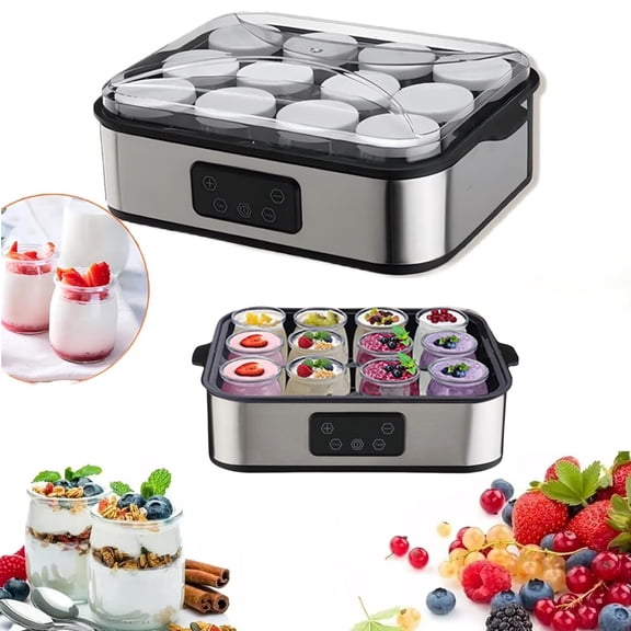 Probiotic Yogurt Maker with Temperature Control, Automatic Yogurt Maker Machine 48 Hours Adjustable Time Probiotic Incubator with 12pcs 6oz Glass Jars for Homemade Greek Fermentation