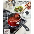 thumbnail image 5 of Cook N Home Non Stick Sauce Pan, 2 Quarts Saucepan with Glass Lid, Nonstick Small Multi-purpose Pot, Milk Chocolate Aluminum Cooking Pot Pan with Stay-Cool Handle, Marble Red, 5 of 6
