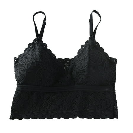 

Qcmgmg Women s Lace Bralette Support Comfort Cami Wireless Bra Average Size
