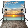 thumbnail image 2 of ABPHOTO Polyester 5x7ft Sunset Blue Sky The setting sun Wood Floor Photography Backdrops, 2 of 3
