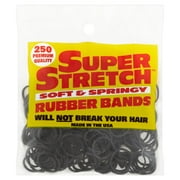 Spartan Super Stretch Rubber Bands, Black, 250ct