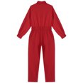 thumbnail image 6 of iiniim Kids Girls Casual Jumpsuit Rompers One Piece Long Sleeve Half Zip Overalls Cargo Pants Red 6, 6 of 7