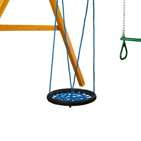 Gorilla Playsets Large Orbit Swing, Black with Blue Ropes