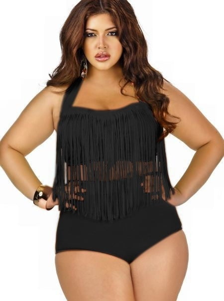 plus size fringe bikini