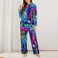 thumbnail image 2 of Fotbe Neon Free Play Pattern Long Sleeve Pajama Set for Women,Sleepwear Set,2-piece Loungewear Set,Soft PJs Comfy Nightwear with Pockets -, 2 of 7