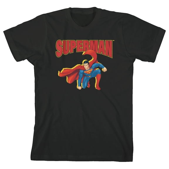 Superman Landing Crew Neck Short Sleeve Toddler Boy's Black T-shirt-2T
