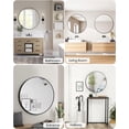 thumbnail image 3 of 20 - pulgada negra round metal - framed hd eco - friendly wall mirror para entrada, bathroom vanity, sala de estar, y hallway, easy to install, 3 of 7