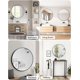 thumbnail image 3 of 20 - pulgada negra round metal - framed hd eco - friendly wall mirror para entrada, bathroom vanity, sala de estar, y hallway, easy to install, 3 of 7