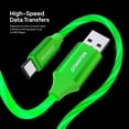 thumbnail image 5 of Powertek Light-Up USB-A to USB-C Charging Cable, 5 ft, Green, 5 of 7