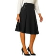 thumbnail image 4 of MODA NOVA Juniors' High Waist Button Decoration Vintage Pleated Flared Midi Skirt, 4 of 5
