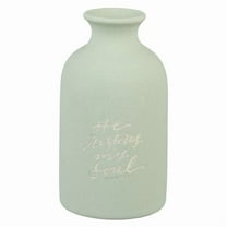 Christian Art Gifts Small Ceramic Scripture Table Vase for Flowers & Plants: He Restores My Soul Inspirational Bible, (Hardcover)