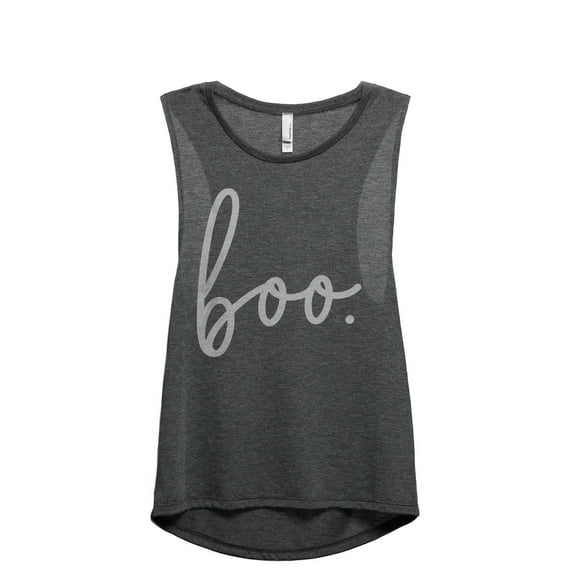 Boo Cursive Women's Fashion Sleeveless Muscle Workout Yoga Tank Top Charcoal Grey X-Large