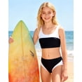 thumbnail image 2 of Aideaone Girls Swimsuit 2 Piece Color Block Swimwear Teen Bathing Suit Girl's Bikini Set Size 9-16Y, 2 of 8