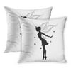 ECCOT Wing Silhouette of Fairy and Butterfly Fairytale Women Ballerina Magic Flying PillowCase Pillow Cover 16x16 inch Set of 2