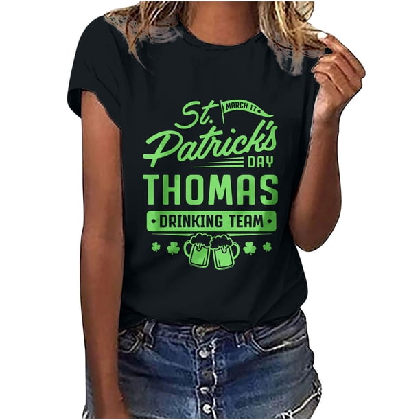 Camisetas con estampado del Día de San Patricio y cuello redondo para mujer, blusas femeninas cómodas a la moda, Tops Fridja bn1523