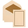 JAM Paper Wedding Invitation Set, Large, 5 1/2 x 7 3/4, Black and Gold Border Set, Ivory Card with Gold Lined Envelope, 100/pack
