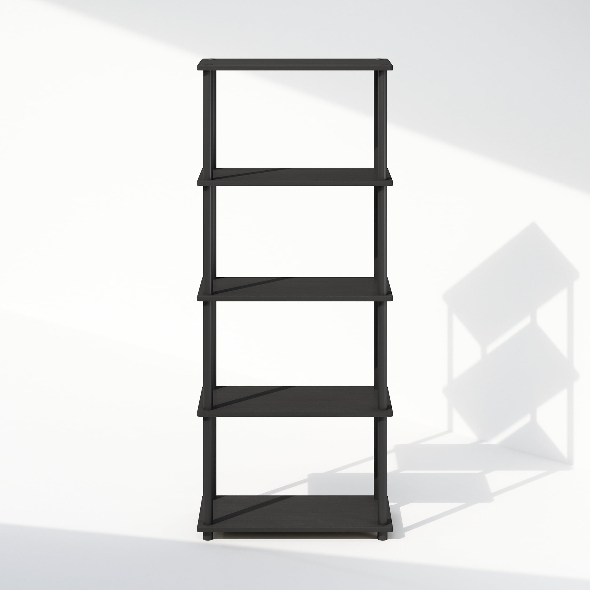 Furinno Turn-N-Tube 5-Tier Multipurpose Compact Display Rack, Shelving Unit, Bookcase, Americano/Black