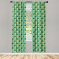 thumbnail image 4 of Ambesonne Fruit Window Curtains, Tropical Pineapple Leaves, Each 28" W x 95" L, Turquoise Yellow, 4 of 4