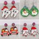 thumbnail image 2 of Bonitos dientes, sombrero de Navidad, pendientes de madera, coche rojo, béisbol, Rugby, sombrero de Navidad, Papá Noel, pendientes de caramelo de arcoíris, regalo de joyería, 2 of 4