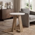 thumbnail image 3 of Fnova 19.68‑Inch Round Side End Table, Angled Multi‑Plank Wooden Base Side Table, for Living Room, Bedroom, 3 of 15