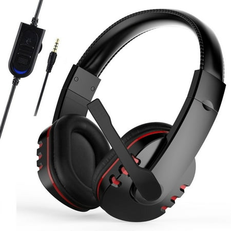 Gaming Headset for PS4, PC, EEEKit 3.5mm Noise Cancelling HiFi Stereo Surround Earphones Over Ear Headphones with Mic & Memory Foam for PS4 Laptop Mac Nintendo Switch