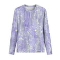 thumbnail image 4 of Hfiengba Long Sleeve Shirts for Women Floral Printed Crew Neck Tops Basic Tee Casual Loose Fit Clothes (XL, Purple), 4 of 4