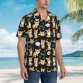thumbnail image 3 of Honeii Cute Dogs Corgi Print Men’s Hawaiian Shirt,Classic Button-Down Short Sleeve Shirt, for Beach, Vacation, and Outdoor Activities,XX-Large, 3 of 7