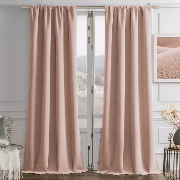 Cortinas Joydeco Velvet con aislamiento térmico 132 x 229 cm, color rosa