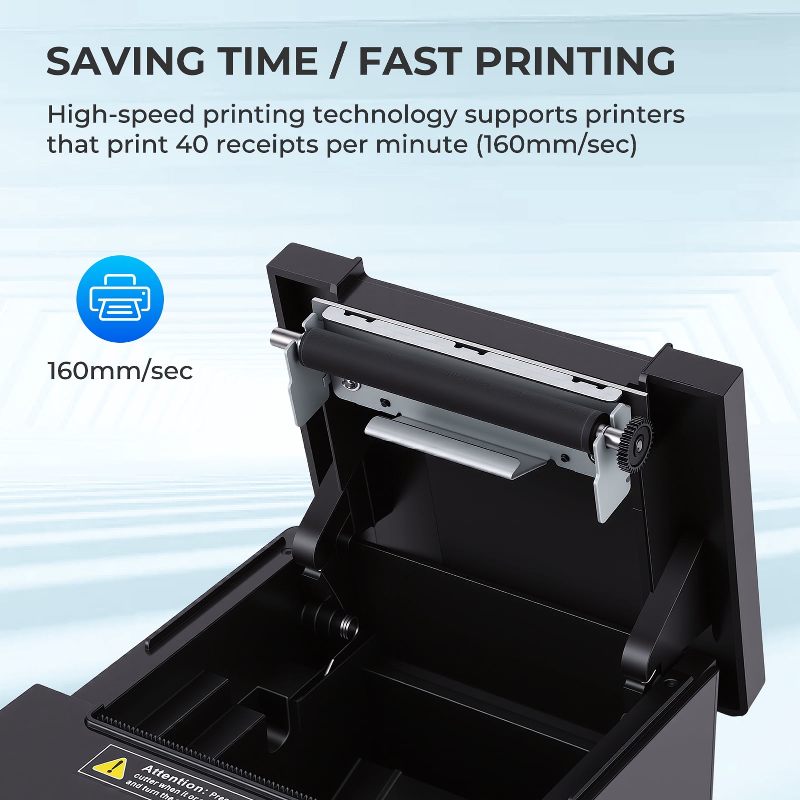 80mm Receipt Printer ESC/POS Thermal Printer, Restaurant Kitchen Printer with Auto Cutter Support Cash Drawer, POS Printer w/ USB Serial Ethernet Interface Support Windows/Mac, Wall Mount