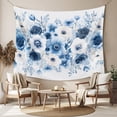 thumbnail image 2 of White Blue Flower Large Tapestry for Bedroom Wall Hanging Tapestry,Vintage Pastoral Floral Petals Spring Ceiling Backdrop Tapestries Poster Blanket Wall Decor for Teens Room Living Room 100" x 59", 2 of 8