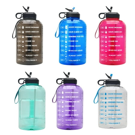 

Motivational Gallon Water Bottle Time Marker Quotes Plastic Outdoor Sports Workout Training Jug with Handle Accessories