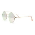 thumbnail image 3 of Hippie Color Mirror Round Circle Lens Metal Half Rim Double Bridge Sunglasses Gold - Pink Mirror, 3 of 4
