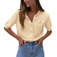 thumbnail image 1 of Suéter PRETTYGARDEN para Mujer de Punto Acanalado con Botones XL Beige, 1 of 8