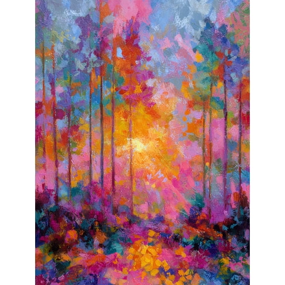 Abstract Forest Canvas Wall Art, Colorful Tree Print for Living Room, Bedroom, Dining Room, Home Office and Hallway Decor