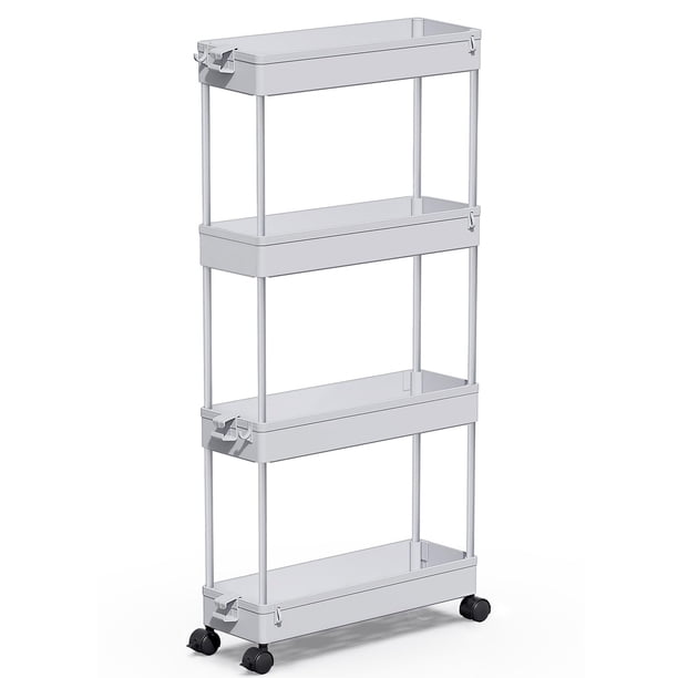 Carrito de almacenamiento SPACEKEEPER Slim Rolling de 4 niveles de plástico gris