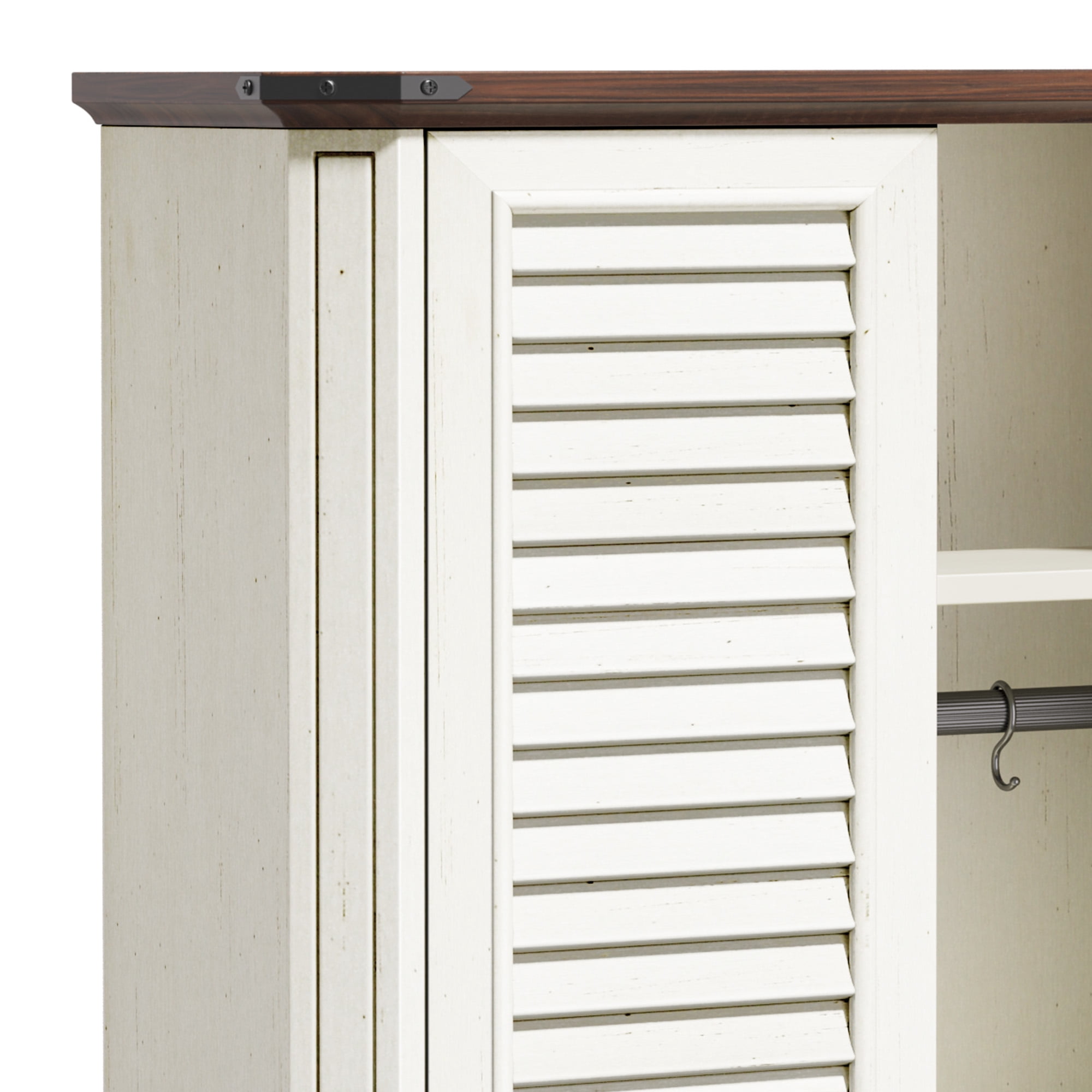 Craftian Pantry Storage Cabinet with Doors & Adjustable Shelves, 67"H Tool Cabinet with Hooks, White