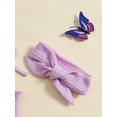 thumbnail image 5 of Biezeib Newborn Girl Outfit, Tie-up Sleeveless Pleated Butterfly Tulle Patchwork Romper Dress with Hairband Summer Clothes, 5 of 6
