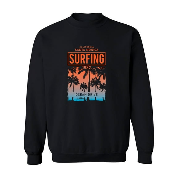 Surfing Santa Monica. Sweatshirt Men - Men Sweatshirt, Black, 3XL