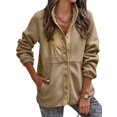 thumbnail image 1 of REDHOTYPE Women's Button Long Sleeve Brushed Jacket Coats with Pockets, 1 of 4