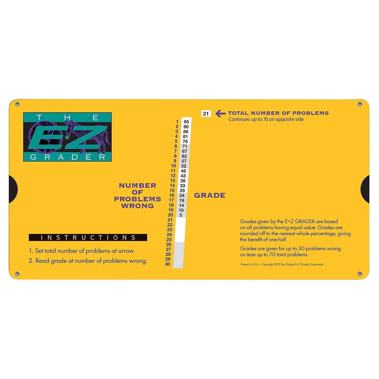 Original E-Z Grader E-Z Grader, Large Print, Yellow, Pack of 3