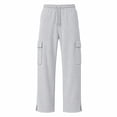 thumbnail image 5 of Glisme Trousers For Men High Waist Straight Leg Loose Fit Solid Color Slacks Simple Daily Wear 3Xl Light Gray, 5 of 8