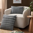 thumbnail image 2 of TOWN & COUNTRY TERRA Alara Textured Geo Stripe Handcrafted Indoor Outdoor Decorative Pillow, 100% Recycled Materials, UV Fade Resistant, Water Repellent, Black/Ivory, 20"x20", 2 of 9