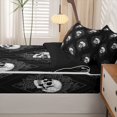 thumbnail image 5 of Homewish Vintage Skull Grid Zipper Queen Comforter Set with Fitted Sheet and 2 Pillowcases,Floral Halloween Zipper Bedding Set,Black White,Black Reversible,4pcs, 5 of 8