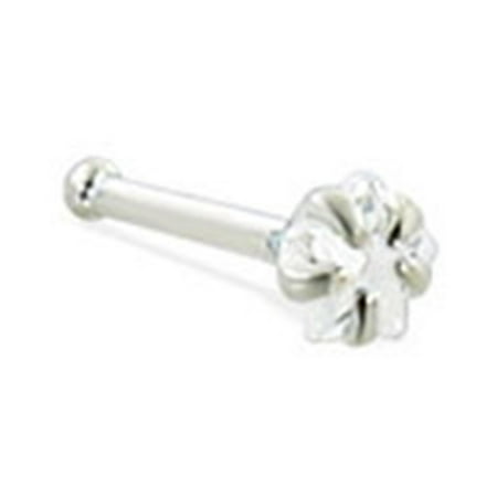 Sterling Silver Nose Stud With Star Shaped Gem, 20 Ga