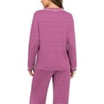 thumbnail image 3 of Posijego Striped Pajama Sets for Women Long Sleeve V Neck Casual Sleepwear Tops and Pjs Pants Lounge Outfits, 3 of 7