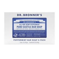 Dr Bronner's Pure Castille Peppermint Bar Soap, 6-pack