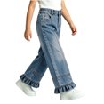 thumbnail image 3 of Lmnyox Wide Leg Jeans for Girls Baggy Cute Elastic Waist Denim Pants Teen Fashion Ruffle Jeans with Pockets, 3 of 9